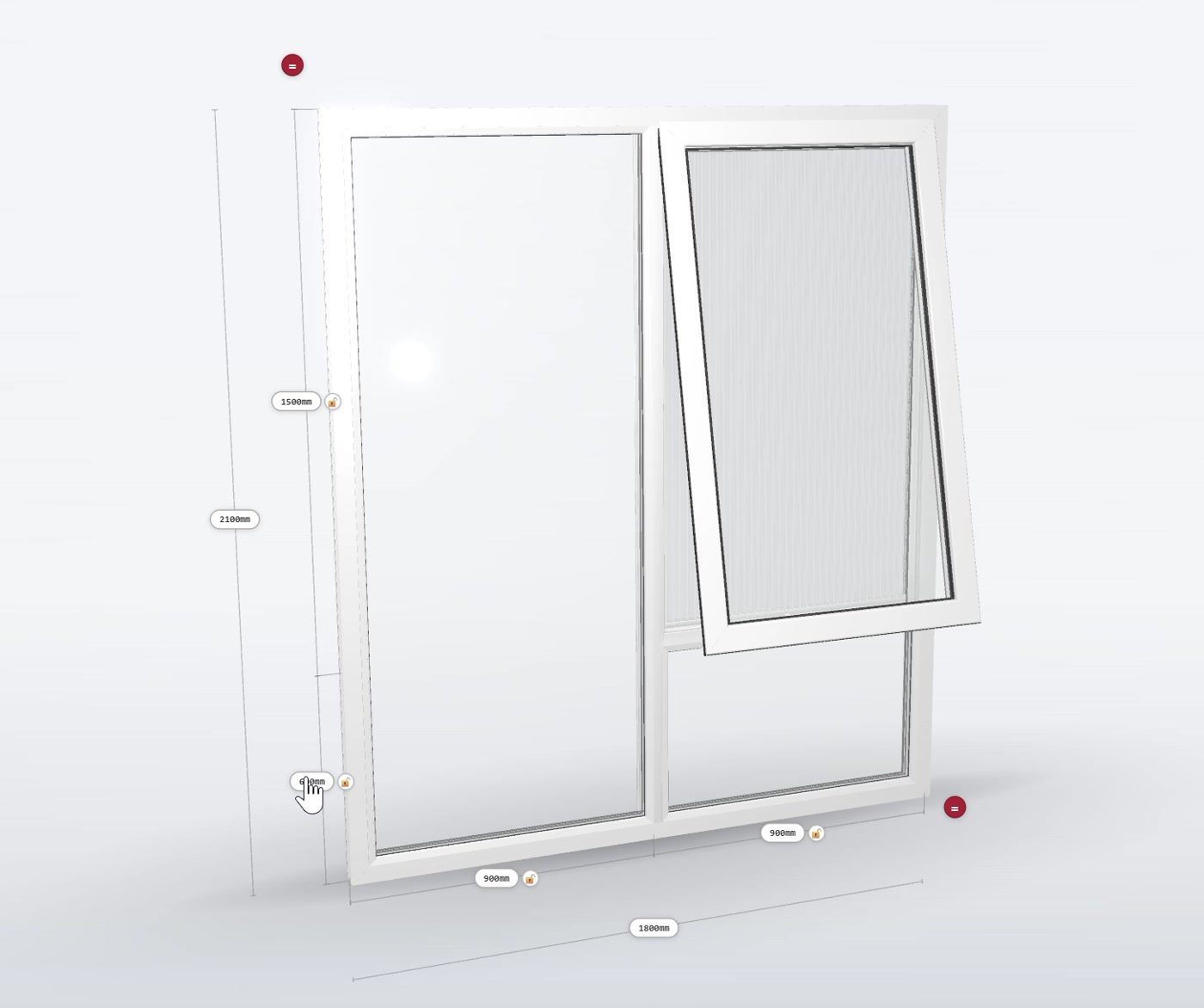 Editable dimension bubbles on a 3D window