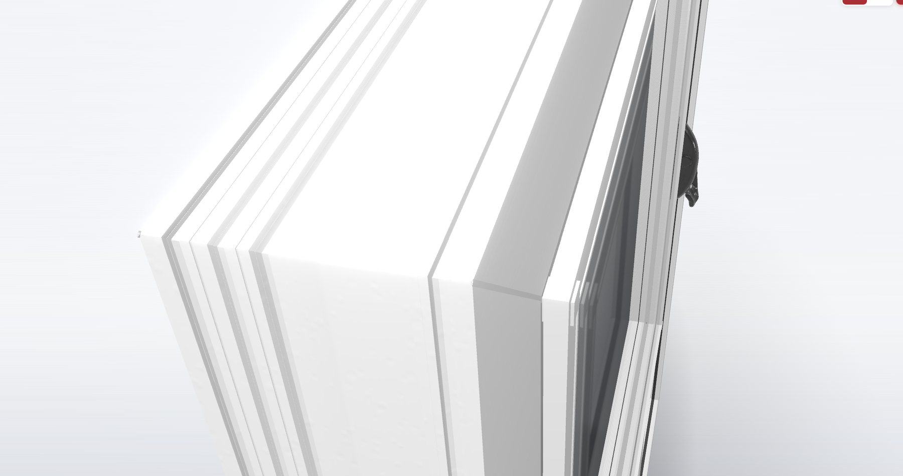 Close-up of the real uPVC profile geometry in ForgeOS Fenestration